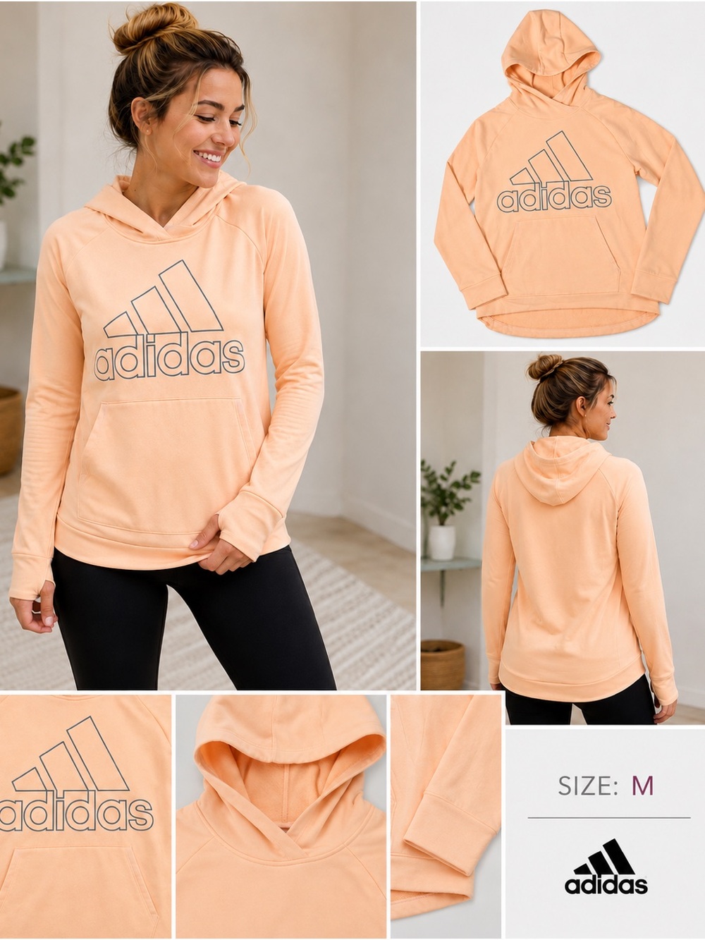 Adidas Women’s Peach Logo Pullover Hoodie Size Medium